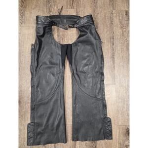 Harley Davidson 98137-08VW Horizon Embroidered Black Leather Chaps Medium